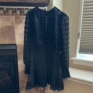 Lulu's Black Crochet Detail Dress